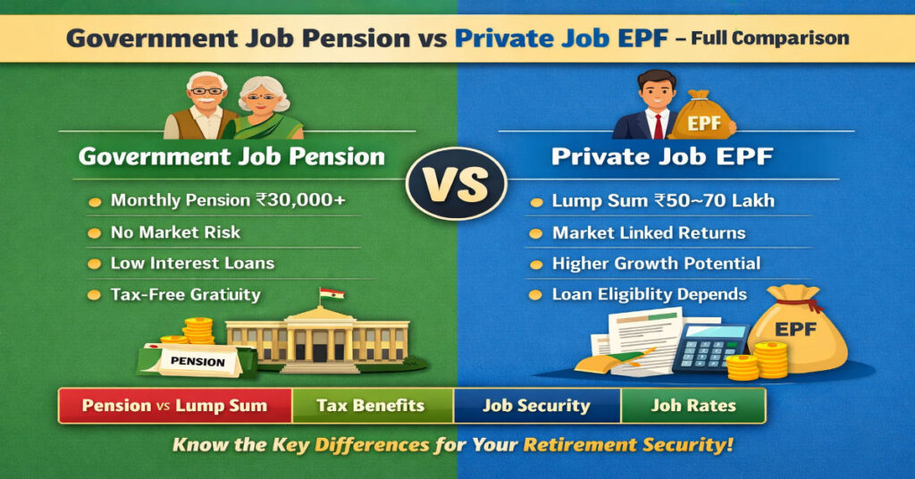 Government Job Pension vs Private Job EPF 2026