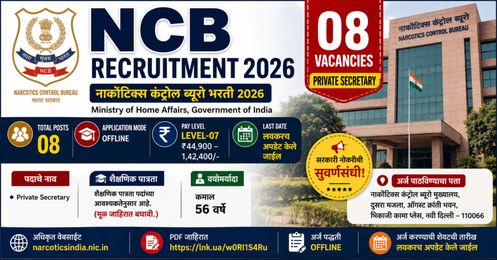 NCB Recruitment 2026